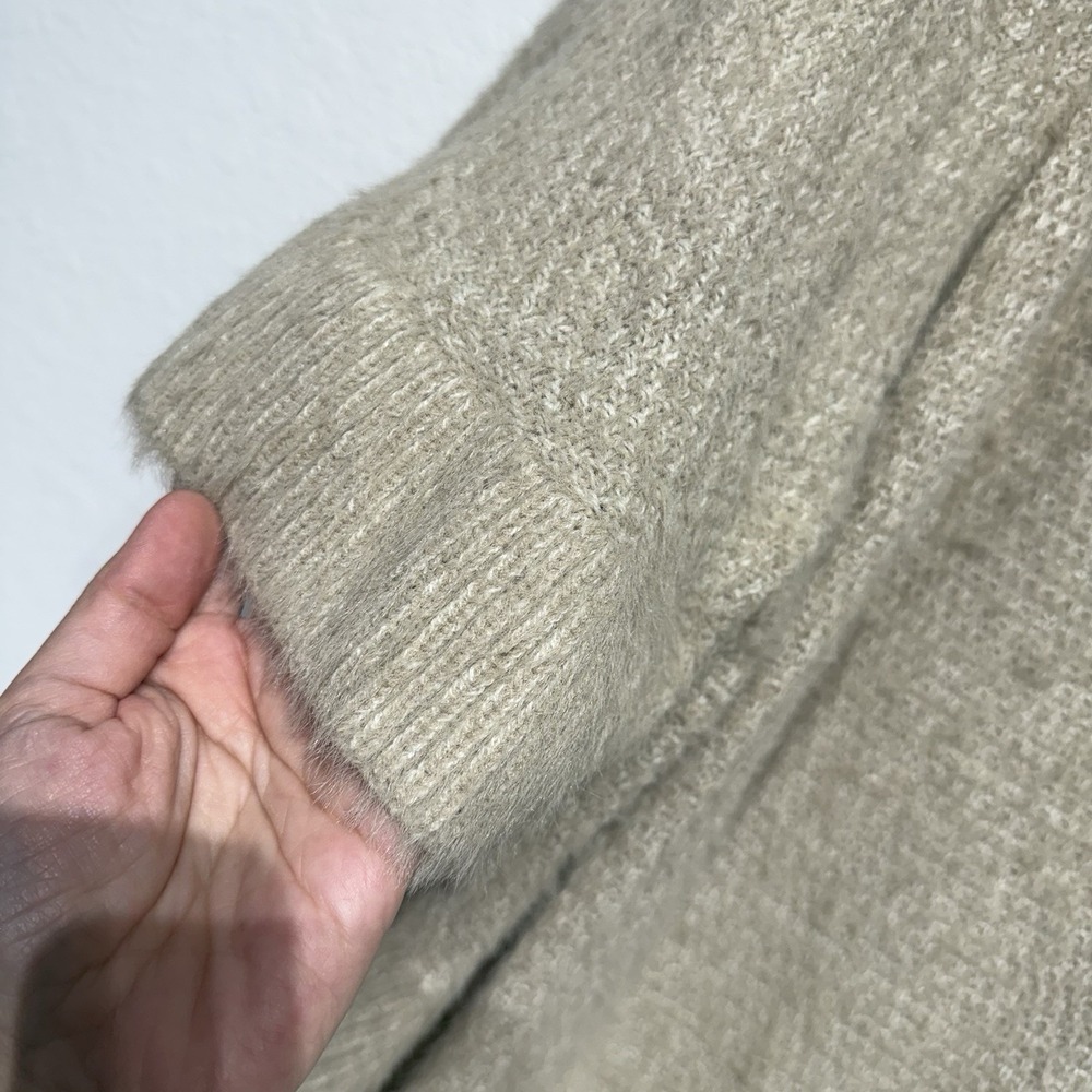 Anthropologie Falling Snow Ruffled Turtleneck Poncho Sweater One Size Beige‎ - Picture 3 of 14